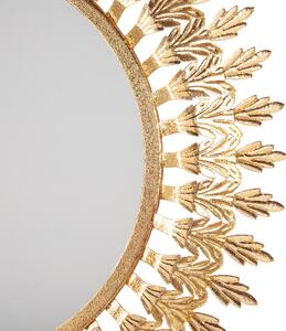 Väggmonterad Hängande Spegel Guld 60 cm Rund Solstråle Sol Form Beliani