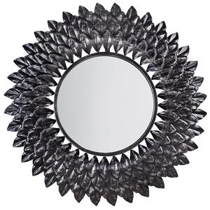 Väggmonterad Hängande Spegel Silver 70 cm Rund Solstråle Solform Beliani