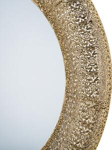 Väggmonterad Hängande Spegel Guld Rund 80 cm Dekorativ Accentstycke Målad Beliani
