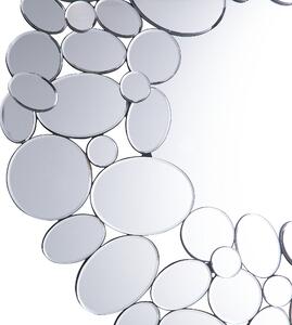 Hängande Väggspegel Silver Rund 70 cm Droppform Dekorativa Element Glans Finish Beliani