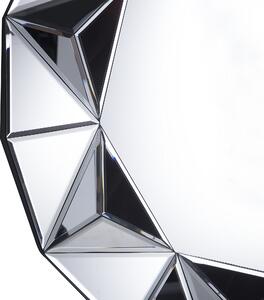 Hängande Väggspegel Silver Rund 70 cm Geometrisk Ram Glans Finish Beliani