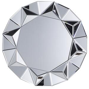 Hängande Väggspegel Silver Rund 70 cm Geometrisk Ram Glans Finish Beliani