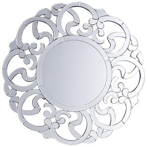 Hängande Väggspegel Silver 70 cm Rund Dekorativ Oregelbunden Ram Vardagsrum Sovrum Sminkspegel Beliani