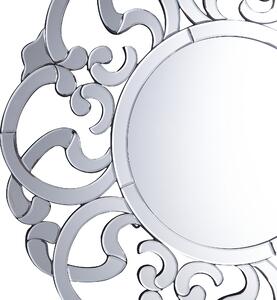 Hängande Väggspegel Silver 70 cm Rund Dekorativ Oregelbunden Ram Vardagsrum Sovrum Sminkspegel Beliani