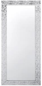 Hängande Väggspegel Silver 50 x 130 cm Vertikal Vardagsrum Sovrum Gesso Finish Beliani