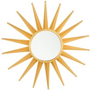 Hängande Väggspegel Guld 60 cm Rund Sol Form Solstråle Dekorativ Accentstycke Vardagsrum Sovrum Vintage Glamour Retro Hollywood Beliani