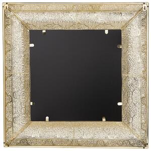 Väggmonterad Hängande Spegel Guld 60 cm Kvadrat Dekorativ Ram Accentstycke Beliani