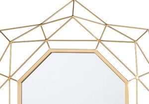 Väggmonterad Hängande Spegel Guld 60 cm Rund Konst Glamour Hollywood Geometrisk Ram Beliani