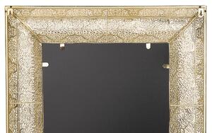 Väggmonterad Hängande Spegel Guld 60 cm Kvadrat Dekorativ Ram Accentstycke Beliani