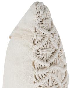 Dekorativ Kudde Beige Bomull Macrame 40 x 45 cm Rep Boho Retro Dekor Accessoarer Beliani