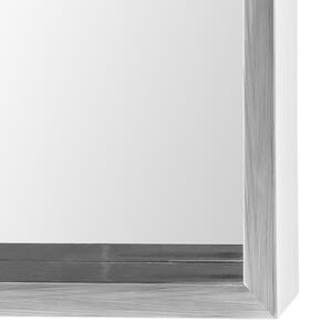 Väggspegel Ljusgrå Syntetisk Ram 50 x 140 cm Trä Utseende Rektangulär Vägg Hängande Beliani