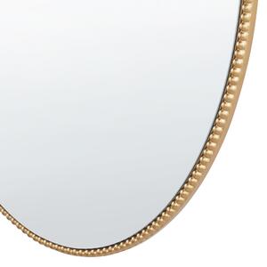 Väggmonterad Hängande Spegel Guld 83 x 57 cm Oval Utsmyckad Ram Dekorativa Pärlor Beliani
