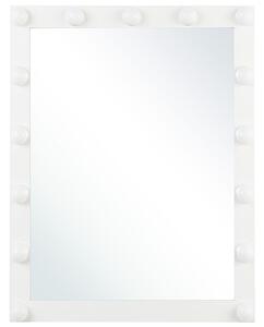 Sminkspegel Vägg med LED Vit 50 x 60 cm Rektangulär Hollywood Upplyst Glödlampor Bord Beliani