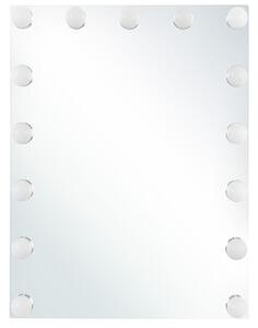 Sminkspegel Vägg med LED Vit 40 x 50 cm Rektangulär Hollywood Upplyst Glödlampor Bord Beliani