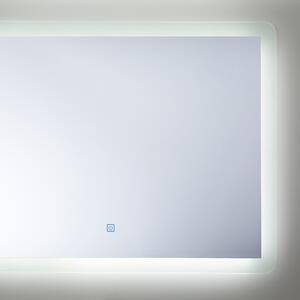 Väggspegel Silver LED Ljus Rektangulär 60 x 80 cm Upplyst Anti Dimma System Beliani