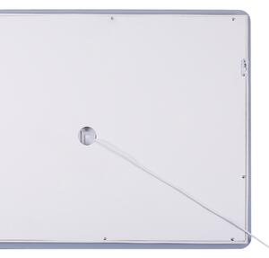 Väggspegel med LED Silver 60 x 80 cm Rektangulär Upplyst Anti Dimma System Beliani