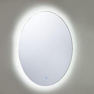 Väggspegel med LED Silver 60 x 80 cm Rektangulär Upplyst Anti Dimma System Badrum Sminkspegel Beliani