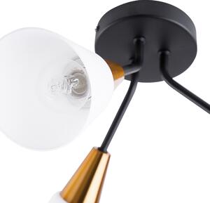 Hängande Lampa med 3 Lampor Guld och Vit Metallram Klockskärmar Lång Kabel Industriell Beliani