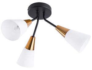 Hängande Lampa med 3 Lampor Guld och Vit Metallram Klockskärmar Lång Kabel Industriell Beliani