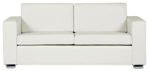 3-sits Soffa Vit Split Läder Klädsel Kromade Ben Retro Design Beliani