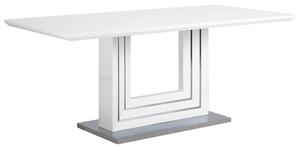 Matbord Vit MDF 180 x 90 cm Hög Glans Stålbas Vardagsrum Modern Design Beliani