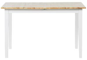 Utdragbart Matbord Ljus Trä och Vit Gummiträ Topp 120/150 cm Fjäril Löv Beliani