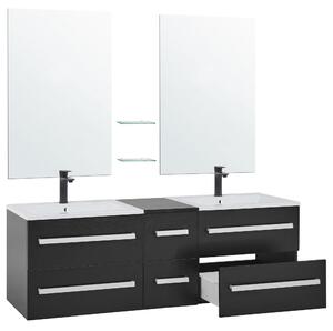 Badrumsmöbler Svart och Silver 2 Lådor Speglar Väggskåp Dubbla tvättställ Modern Beliani