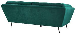 Soffa Smaragdgrön Sammet Metall Ben 210 x 90 cm med Kuddar Retro Beliani