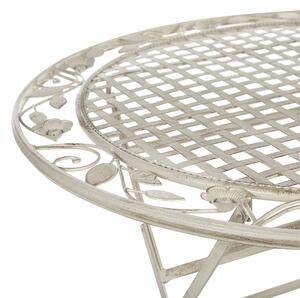 Trädgårdsbord för 4 Off-White Järn Fällbart Runt 90 cm UV Rostfritt Stål Fransk Retro Stil Beliani