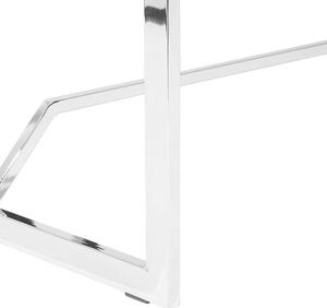 Soffbord Vit 120 x 60 cm Metall Silverben Rektangulär Hög Glans Topp Modern Design Beliani