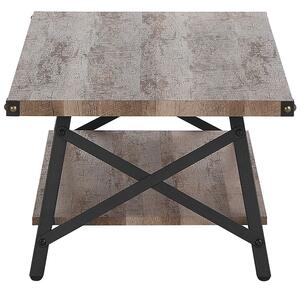 Soffbord Brungrå med Förvaring Hylla 100 x 55 cm Modern Industriell Kaffebord Vardagsrum Beliani