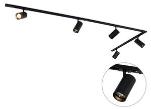 Modernt svart skensystem med 5 spotlights AR70 1-fas - Jeana Luxe