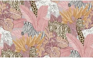 Noordwand Tapet Good Vibes Jungle Animals rosa och orange