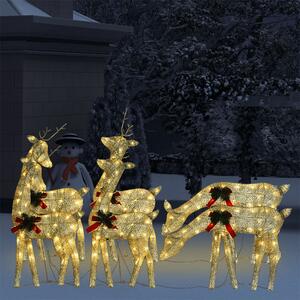 Julrenar 6 st guld varmvit mesh