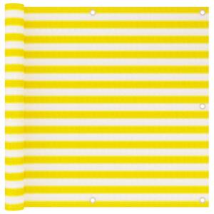 Balkongskärm gul och vit 90x500 cm HDPE