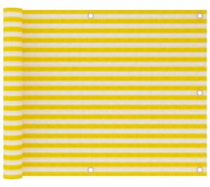 Balkongskärm gul och vit 75x300 cm HDPE