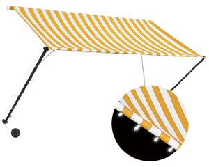 Markis med LED 250x150 cm gul och vit