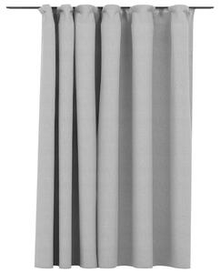Mörkläggningsgardin med krokar linnelook grå 290x245 cm