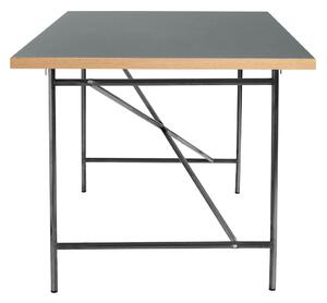 PLEASE WAIT to be SEATED - Eiermann1 Desk / By Egon Eiermann - Skrivbord - Dark Grey Linoleum w. Oak Edge / Lacquered Steel - L180 x W90 x H69 cm