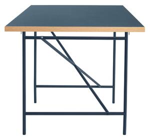 PLEASE WAIT to be SEATED - Eiermann1 Desk / By Egon Eiermann - Skrivbord - Dark Blue Linoleum w. Oak Edge / Navy Blue - L200 x W90 x H69 cm
