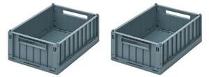 LIEWOOD - Weston Opbevaringskasse - Small 2-pak - Förvaringslåda för barn - 7130 - Whale blue - H9,5 x W18 x L25 cm
