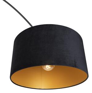 Båglampa svart velourskugga svart med guld 50 cm - XXL