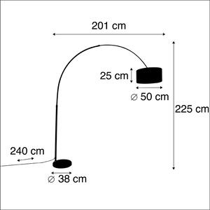 Båglampa svart velourskugga blommig design 50 cm - XXL