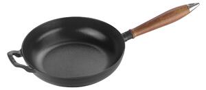 Staub Pans Stekpanna med trähandtag 24 cm, Gjutjärn, Svart