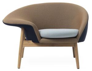 Warm Nordic - Fried Egg Chair / Oiled Oak - Fåtölj - Hero 791 (Blue) / Sprinkles 274 (Brown) / Mosaic 722 (Grey) - L99 x W68 x H68 cm