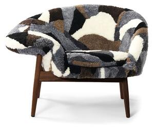 Warm Nordic - Fried Egg Chair / Smoked Oak - Fåtölj - Skadilock Sheepskin Patchwork (Mix 38) - L99 x W68 x H68 cm