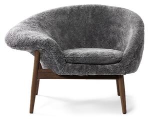 Warm Nordic - Fried Egg Chair / Smoked Oak - Fåtölj - Sheepskin (Scandinavian Grey) - L99 x W68 x H68 cm