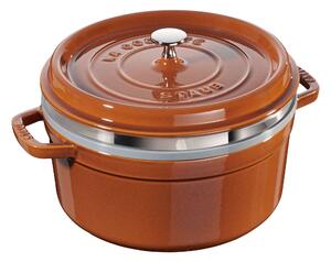 Staub La Cocotte Gryta med ånginsats 26 cm / 5,25 l, Rund, Kanel, Gjutjärn