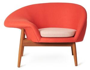 Warm Nordic - Fried Egg Chair / Oiled Teak - Fåtölj - Hero 551 (Apple Red) / Canvas 614 (Pale Rose) - L99 x W68 x H68 cm