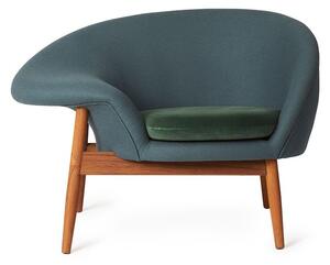 Warm Nordic - Fried Egg Chair / Oiled Teak - Fåtölj - Hero 991 (Petrol) / Ritz 6381 (Forest Green) - L99 x W68 x H68 cm